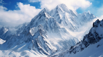Fototapeta na wymiar Snowy mountains close-up