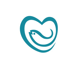 Fish Logo Design Template Combined with a Love Shape.