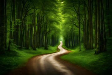 Fototapeta na wymiar **road in the green forest-
