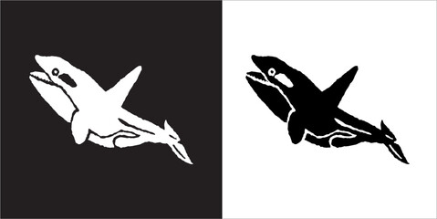 Illustration vector graphics of whale icon - obrazy, fototapety, plakaty