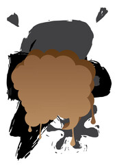 Black and brown graffiti speech bubble. Abstract modern Messaging sign street art decoration, Discussion icon performed in urban painting style isolated on white background.