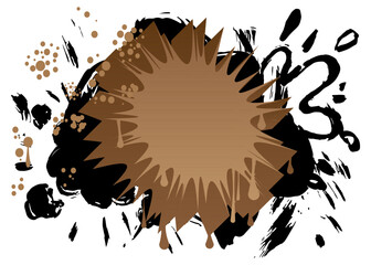 Fototapeta premium Black and brown graffiti speech bubble. Abstract modern Messaging sign street art decoration, Discussion icon performed in urban painting style isolated on white background.
