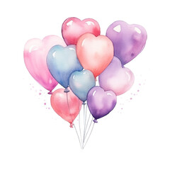 Watercolor Valentine Balloon Ball Pastel