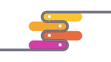 Road way infographic circle of 4 steps and business icons for finance process steps.
