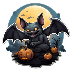 Halloween Bat cartoon sticker