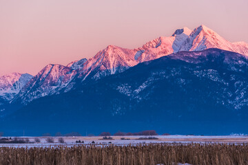 Sunset Over Dramatic Mountain Front