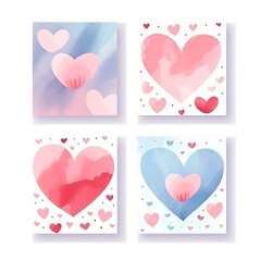 Watercolor Valentine Card Collection Pastel