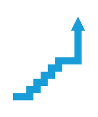 business arrow in the shape of a stair step going up represent financial profit progress growth