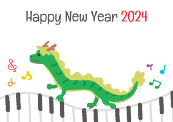 辰年　音楽　年賀状　テンプレート（添書きなし）
