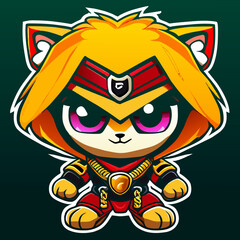 Fototapeta premium Lion ninja , Cute , Big eye , Full Body , Model Chibi
