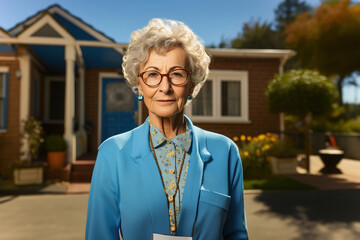 Old woman in a nursing home. Nursing home admission concept.