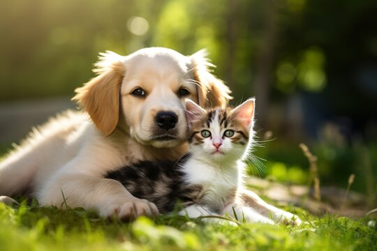 仲良しの子犬と子猫イメージ01
