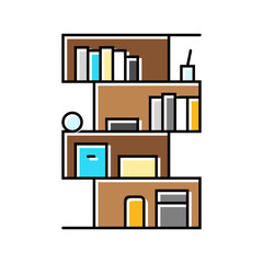 bookshelf living room color icon vector. bookshelf living room sign. isolated symbol illustration