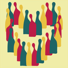 group of people silhouette stand together in vibrant color scheme