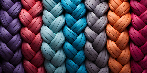 close up of colorful braided rope