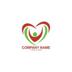 Abstract heart symbol man combine icon. Together symbol. Vector logo