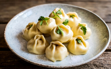 Capture the essence of Pelmeni in a mouthwatering food photography shot Generative AI