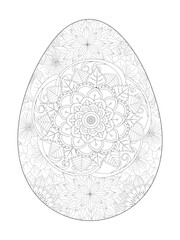 Easter Earth Day flower coloring page. A page for coloring book: fascinating and relaxing job for children and adults. Zentangle drawing. Easter coloring book art, Easter eggs vector.