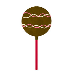 ピンクと白のラインの入ったケーキポップのイラスト