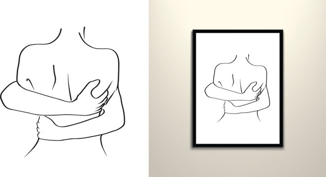 naked couple hugging and holding tightly each other 