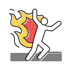 burning dangerous man accident color icon vector. burning dangerous man accident sign. isolated symbol illustration