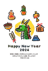 2024年の辰年の干支の年賀状イラスト