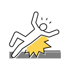Obraz premium fall back man accident color icon vector. fall back man accident sign. isolated symbol illustration