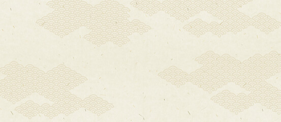 日本伝統の藁入り和紙に雲の和柄デザイン　ワイドテクスチャ - obrazy, fototapety, plakaty