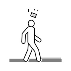 falling brick man head color icon vector. falling brick man head sign. isolated symbol illustration