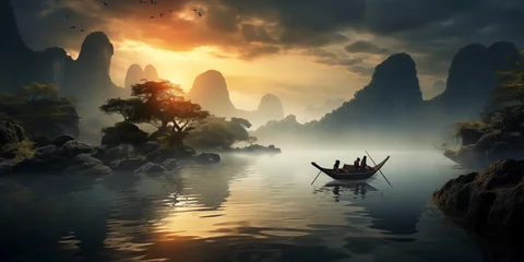 Afwasbaar Fotobehang Grijs Amazing nature landscape in China