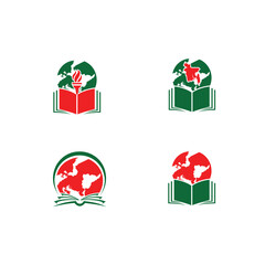 World Book logo design vector, Colorful World logo design template, Icon symbol  logo  set