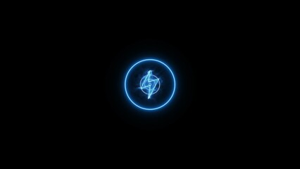 Abstract neon charging icon illustration 4k 