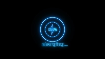 Abstract neon charging icon illustration 4k 