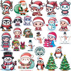 Obraz na płótnie Canvas Adorable set of christmas icons Graphics