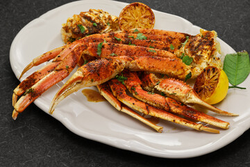 Cajun-style grilled snow crab legs