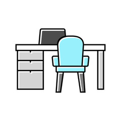 table laptop chair home office color icon vector. table laptop chair home office sign. isolated symbol illustration
