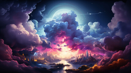 mystery fiction universe imagination planet darkness stars moon painting magic dramatic dream fan