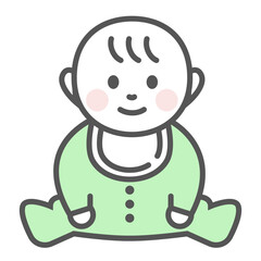 正面で座っている赤ちゃん