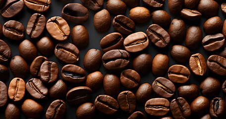 Coffee beans on a neutral background - obrazy, fototapety, plakaty