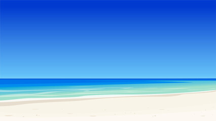 シンプルなビーチと水平線の壁紙イラスト