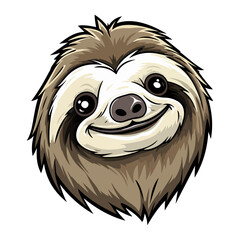 Sloth Portrait Sticker, Sloth mascot logo illustration, Sloth character, generative ai © Ann