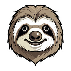 Sloth Portrait Sticker, Sloth mascot logo illustration, Sloth character, generative ai