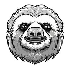Sloth Portrait Sticker, Sloth mascot logo illustration, Sloth character, generative ai