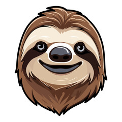 Sloth Portrait Sticker, Sloth mascot logo illustration, Sloth character, generative ai