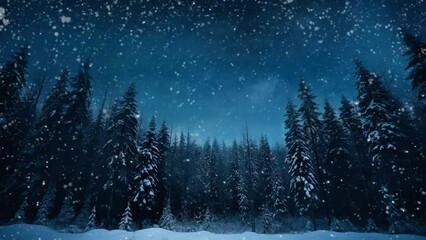 mountain landscape with pines tree against night sky in winter - Powered by Adobe