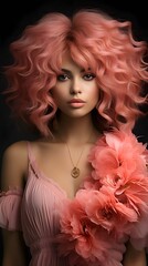 Naklejka premium portrait of a woman with pink hair
