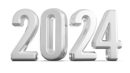 2024 New Year 3D Number Silver - Happy New Year