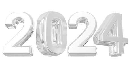 2024 New Year 3D Number Silver - Happy New Year