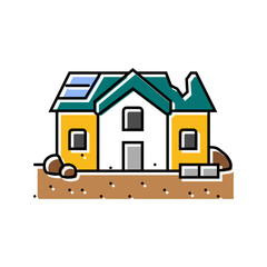 broken house disaster color icon vector. broken house disaster sign. isolated symbol illustration