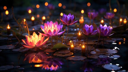 Beautiful Kratongs Made Foam Floating , Background HD, Illustrations